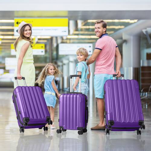 Alt View 10. Winado - 3-Piece 20in 24in 28in Lightweight ABS Hardside Hardshell Carry-On Luggage Set with Spinner Wheels and Combination Lock - Purple.