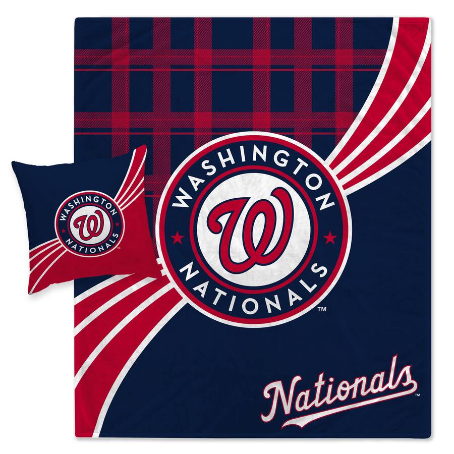 Nationals Rug Pegasus Washington Nationals Plaid Wave Lightweight Blanket & Pillow ...