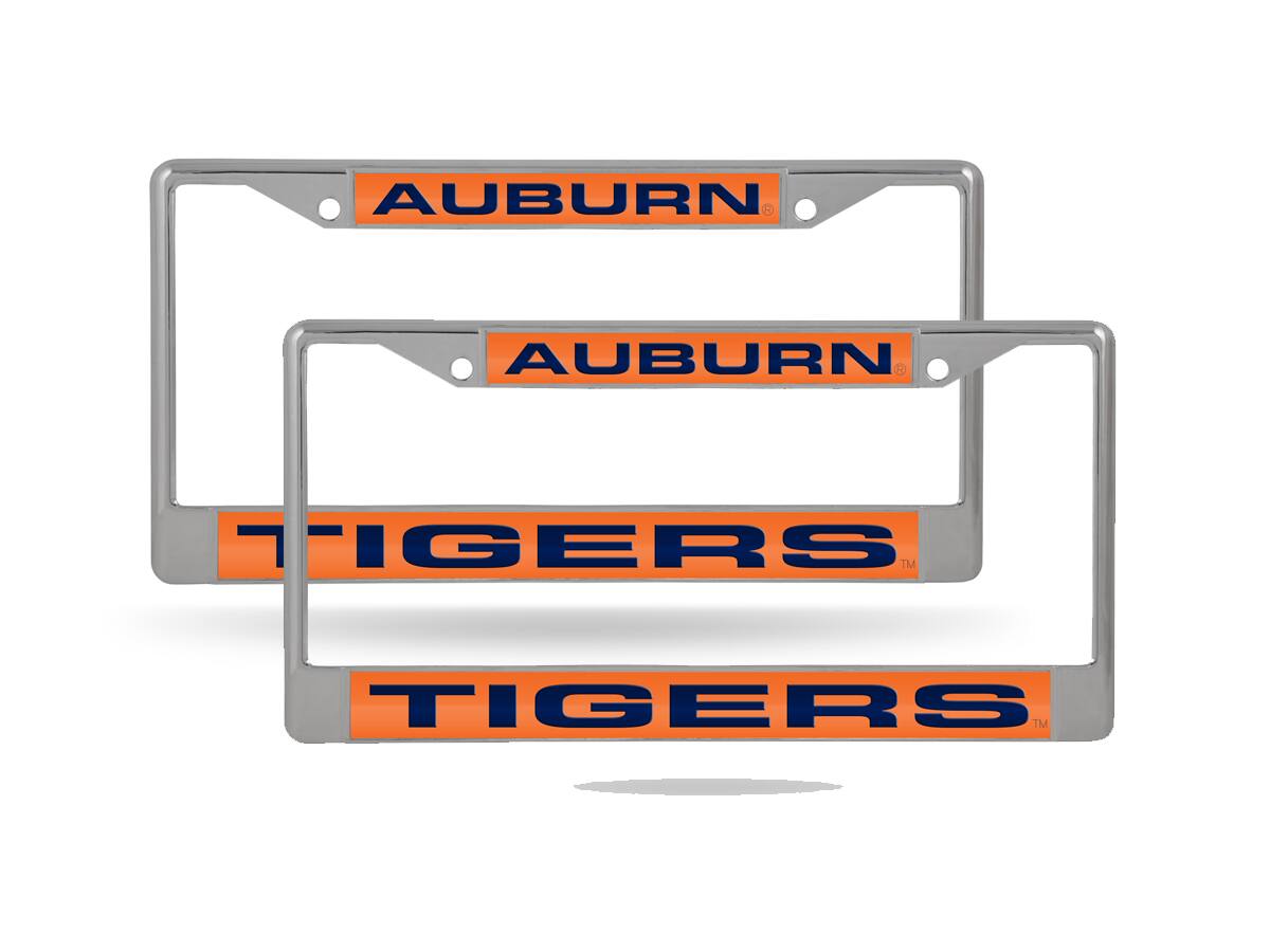 Rico Industries - Auburn University Tigers Chrome Metal (Set of 2) Laser Cut License Plate Frames - Multi