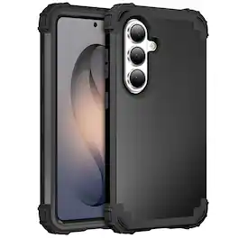 Dteck - Rugged Case for Samsung Galaxy S26,Shockproof Soft Silicone Bumper Hard PC Back Cover,3-Layers Protective Shell - Black