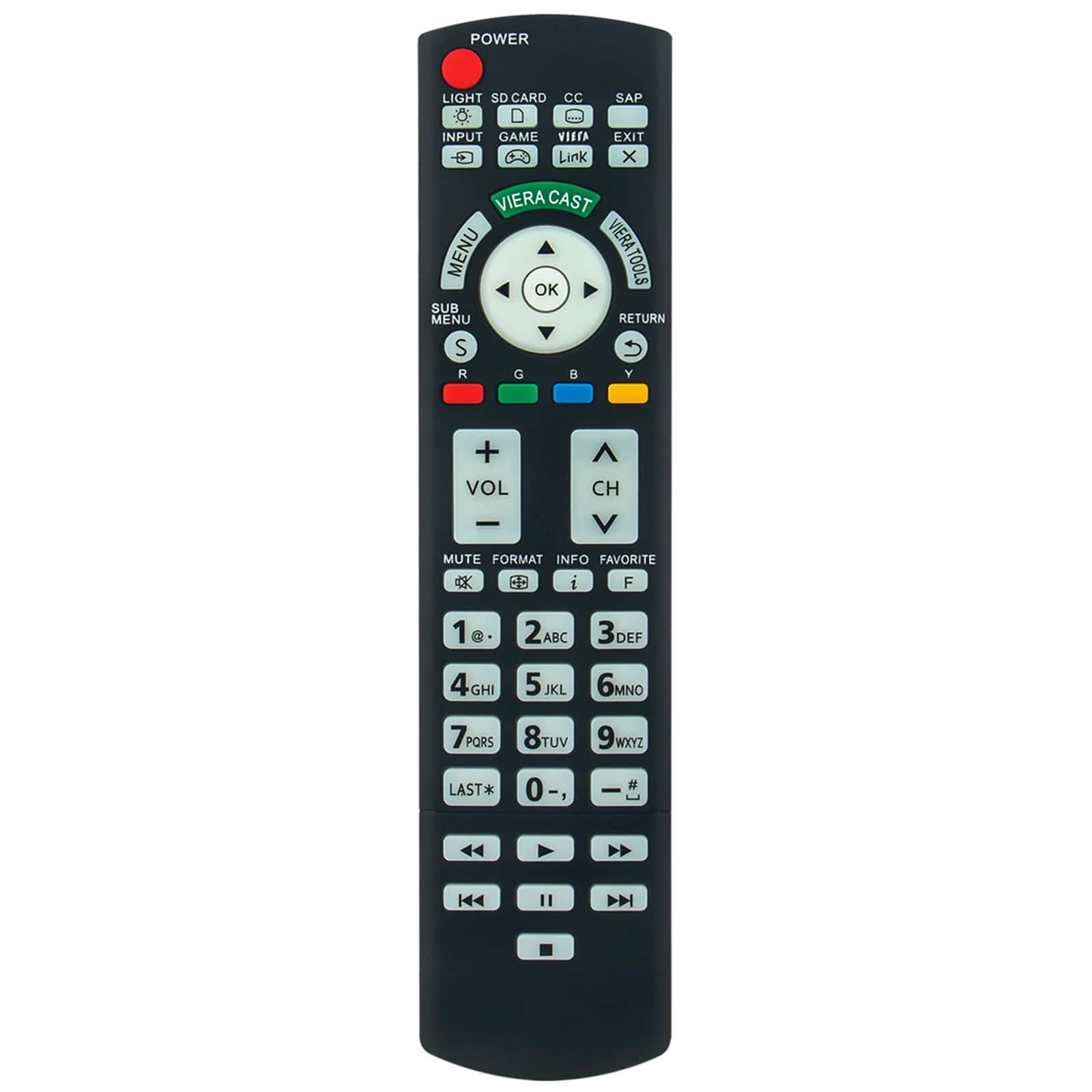 ZdalaMit - Replacement Remote N2QAYB000486 fit for Panasonic TV TC-L42D30 TC-P42G25 TC-P42GT25 TC-P46G25 TC-46PGT24 TC-P50G20 - Black