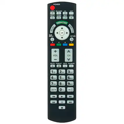 Sure, here is the corrected and grouped text from the image:
- POWER
- LIGHT SD CARD
- INPUT GAME
- CC SAP
- EXIT
- Link
- CAST
- VIERA TOOLS
- MENU
- SUB MENU
- RETURN
- VOL
- CH
- MUTE FORMAT
- INFO FAVORITE
- 1 ABC
- 2 DEF
- 3 GHI
- 4 JKL
- 5 MNO
- 6 PORS
- 7 TUV
- 8 WXYZ
- LAST*
- 0
- i
- F
- S
- R
- G
- B
- Y
- OK
- RETURN
- VIERA TOOLS
- VIERA CAST
- VIERA TOOLS
- VIERA TOOLS
- VIERA TOOLS
- VIERA TOOLS
- VIERA TOOLS
- VIERA TOOLS
- VIERA TOOLS
- VIERA TOOLS
- VIERA TOOLS
- VIERA TOOLS
- VIERA TOOLS
- VIERA TOOLS
- VIERA TOOLS