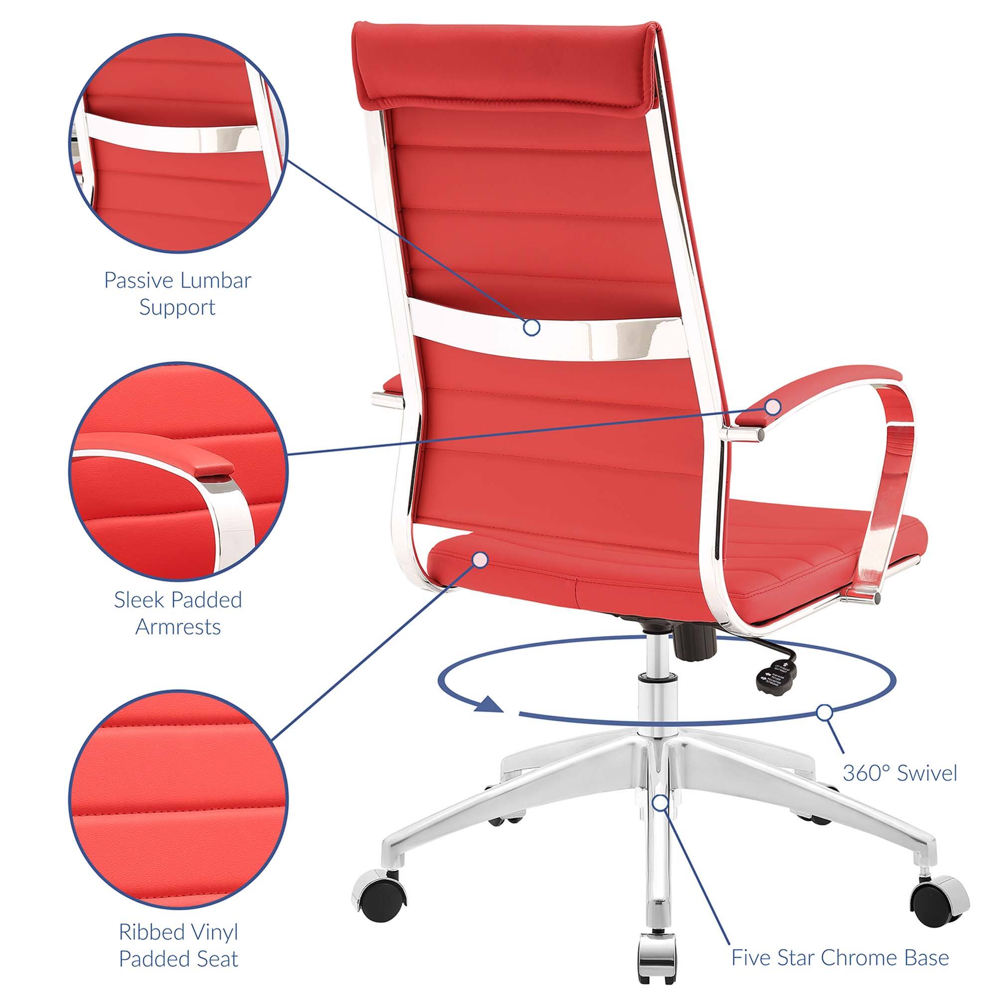 - Passive Lumbar Support
- Sleek Padded Armrests
- Ribbed Vinyl Padded Seat
- 360° Swivel
- Five Star Chrome Base