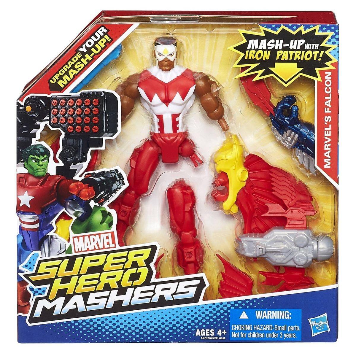 **Super Hero Mashers**

**Upgrade Your Mash-Up!**

**Mash-Up with Iron Patriot!**

**Marvel's Falcon**

**Warning: Choking Hazard - Small parts. Not for children under 3 years.**

**Ages 4+**

**Hasbro**