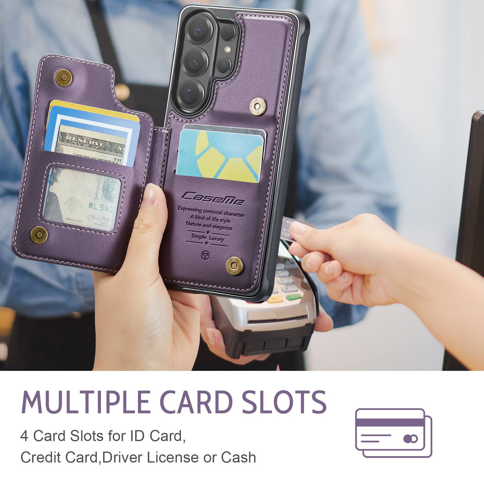 RESEE HE ML 543 SNES ... go CaseNe Expressing personal A kind character of We style Nature end elegance  Simple Luxury MULTIPLE CARD SLOTS 4 Card Slots for ID Card, Credit Card, Driver License or Cash