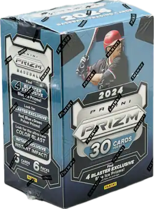 PANINI PRIZM BASEBALL 2024
Find 4 BLASTER EXCLUSIVE Blue Prizms! per box, on average.
Look for LASTER EXCLUSIVE Red, Blue & Green Pulsar Prizms!
Look for the ultra-rare COLOR BLAST RETAIL EXCLUSIVE!
INSTANT IMPACT!
30 CARDS PER BOX
6 PACKS PER BOX
NO PURCHASE NECESSARY
Find 4 BLASTER EXCLUSIVE B' Ice Prizms! per box, on average.