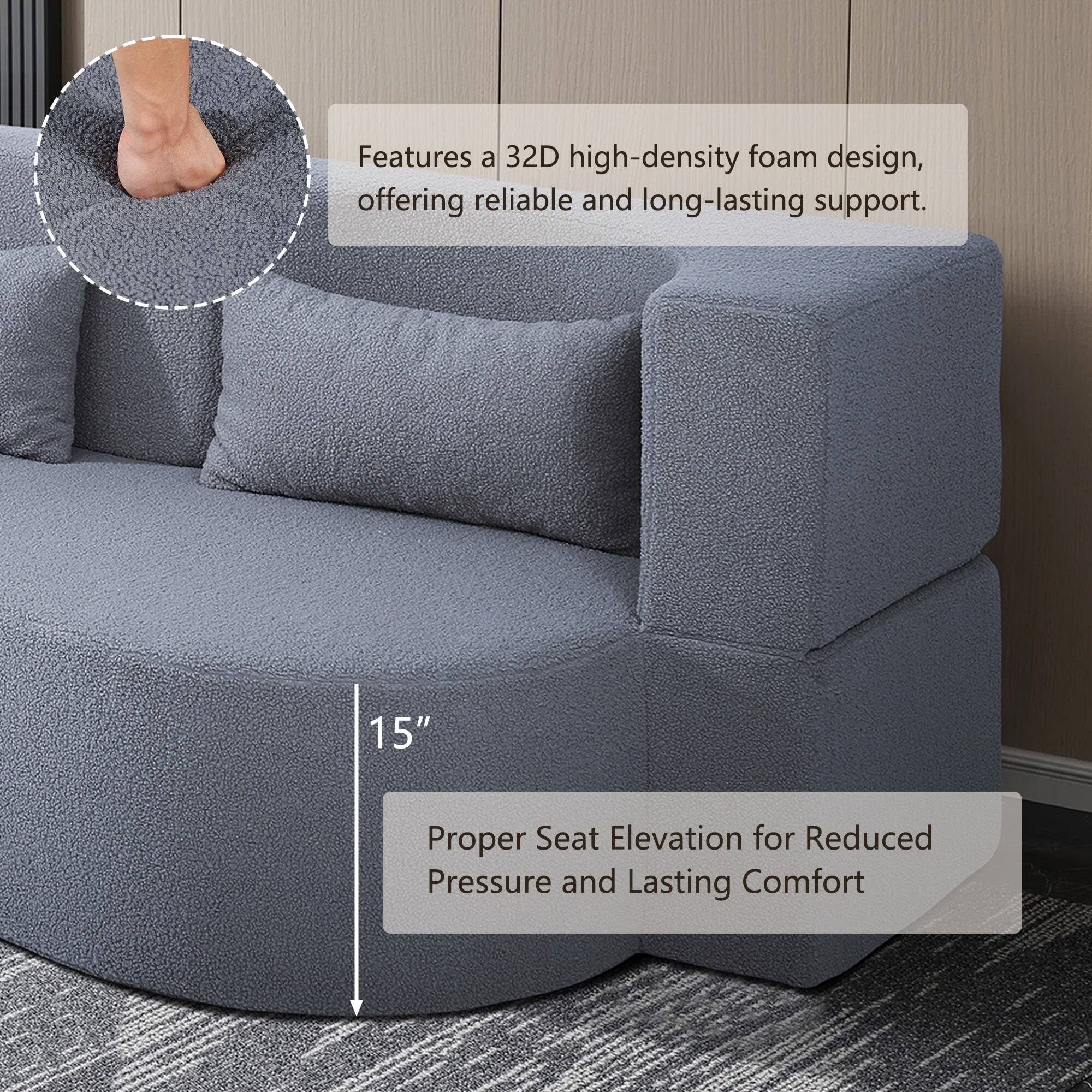 Features a 32D high-density foam design, offering reliable and long-lasting support. 15" Proper Seat Elevation for Reduced Pressure and Lasting Comfort