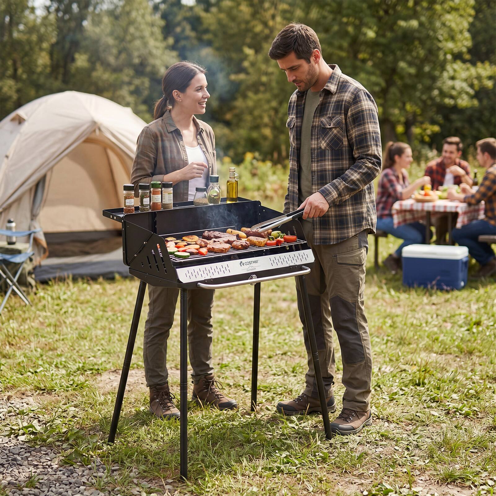 Alt View 3. Gymax - Gymax Portable Charcoal Grill w/ Detachable Legs Foldable BBQ Grill w/ 250 sq.in - Black.