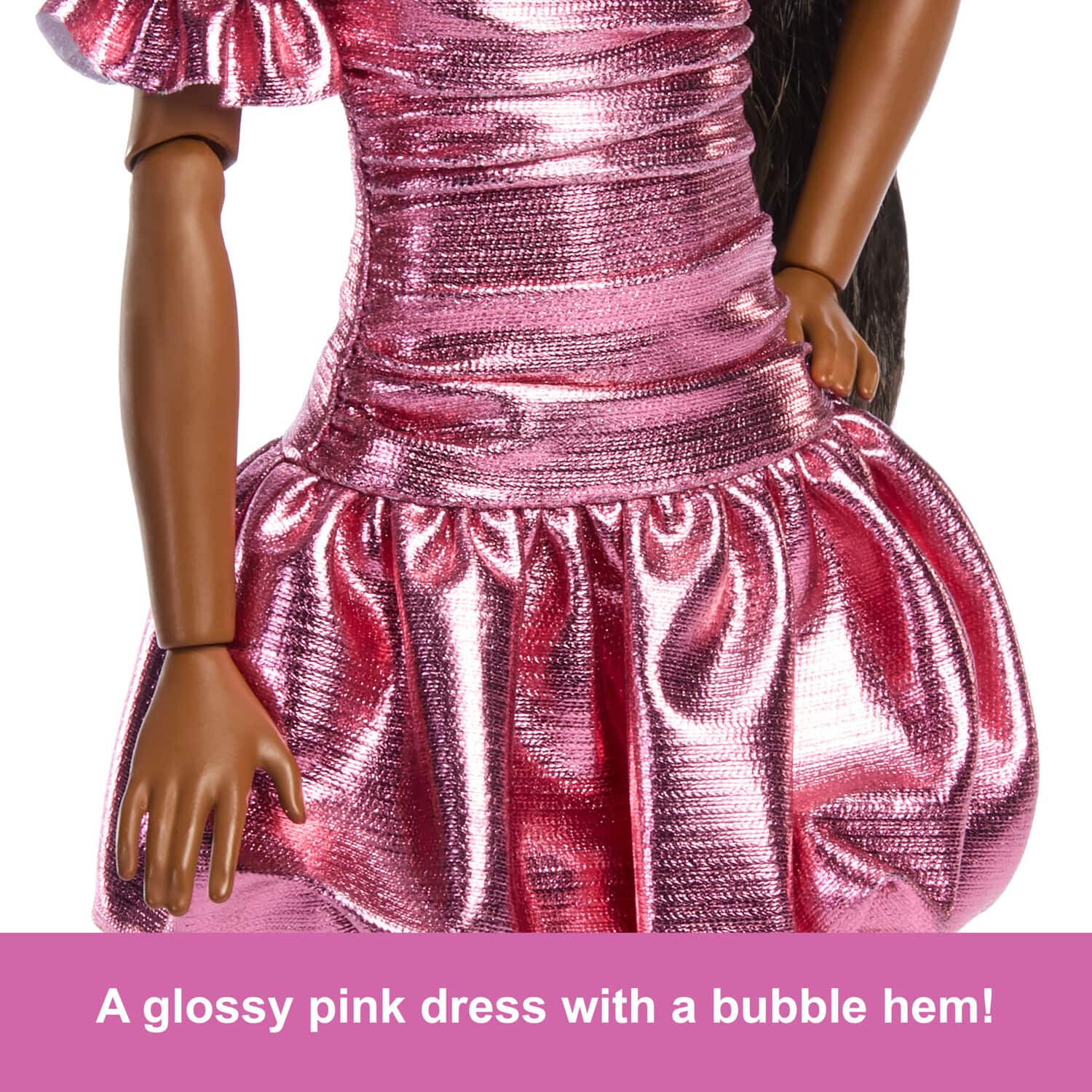 Mattel Barbie Deluxe Style with Black Hair in Metallic Coral Pink