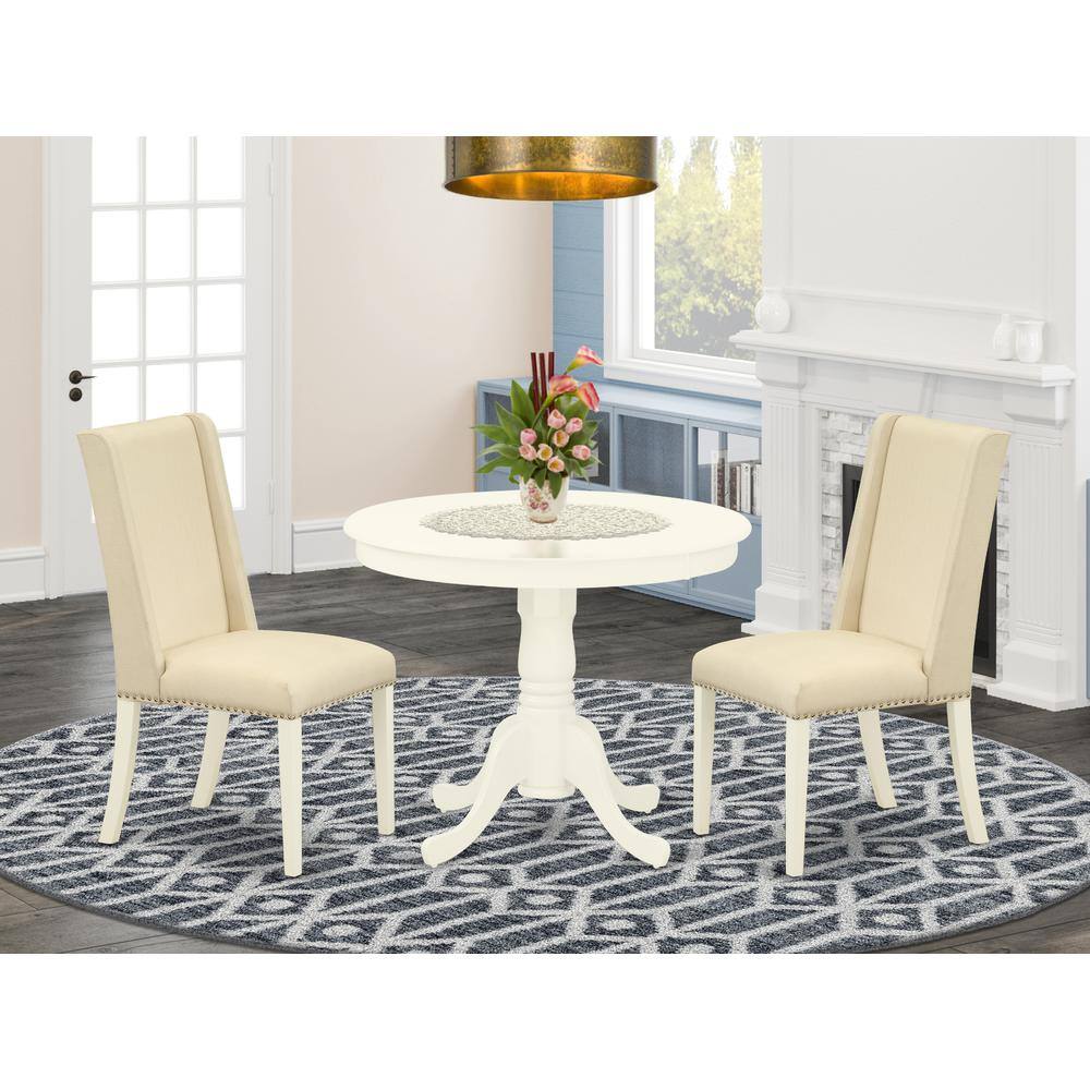 Left. East West Furniture - Dining Room Set Linen White - Brown.