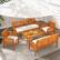 Angle. Costway - 5 PCS Patio Furniture Set with Acacia Wood Frame & Removable Seat Cushions - Off White,Natural.