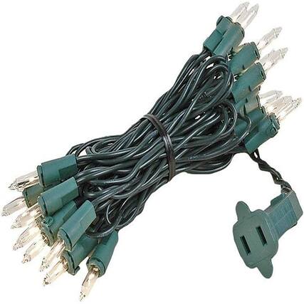 Front. THIRSTY TURTLE - 5ft Mini Light String, 20 Clear Bulbs on Green Wire, Indoor/Outdoor, UL Listed.