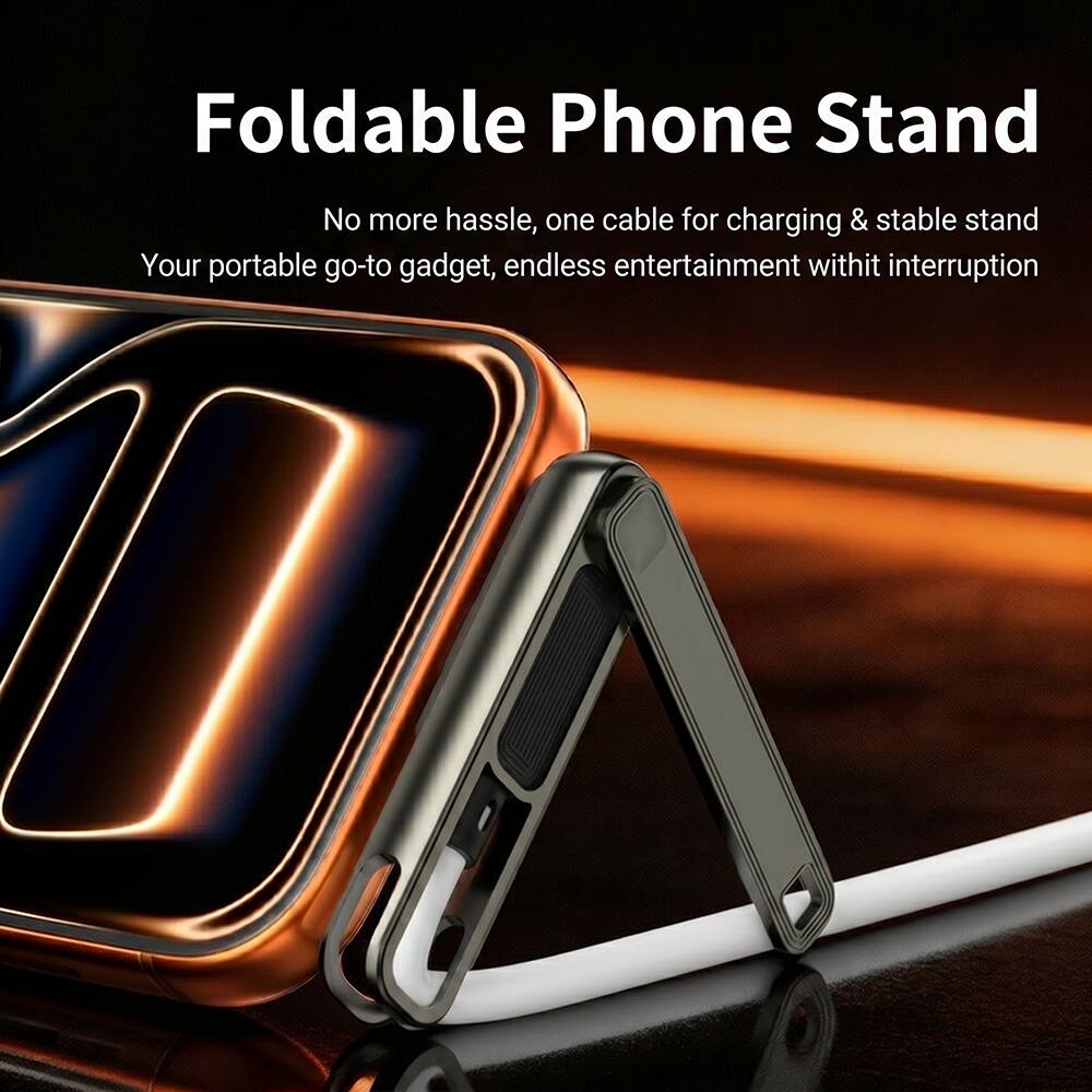Foldable Phone Stand  
No more hassle, one cable for charging & stable stand  
Your portable go-to gadget, endless entertainment without interruption