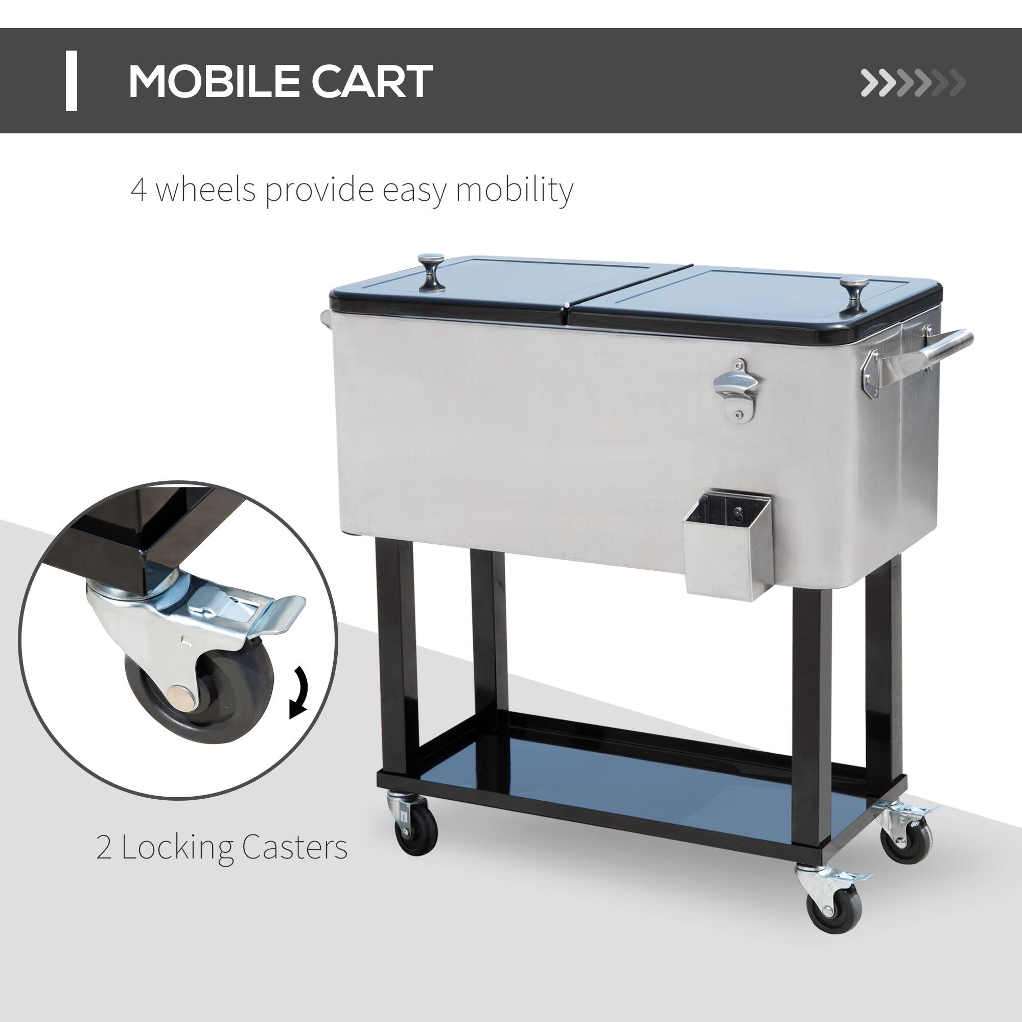 MOBILE CART

4 wheels provide easy mobility

2 Locking Casters