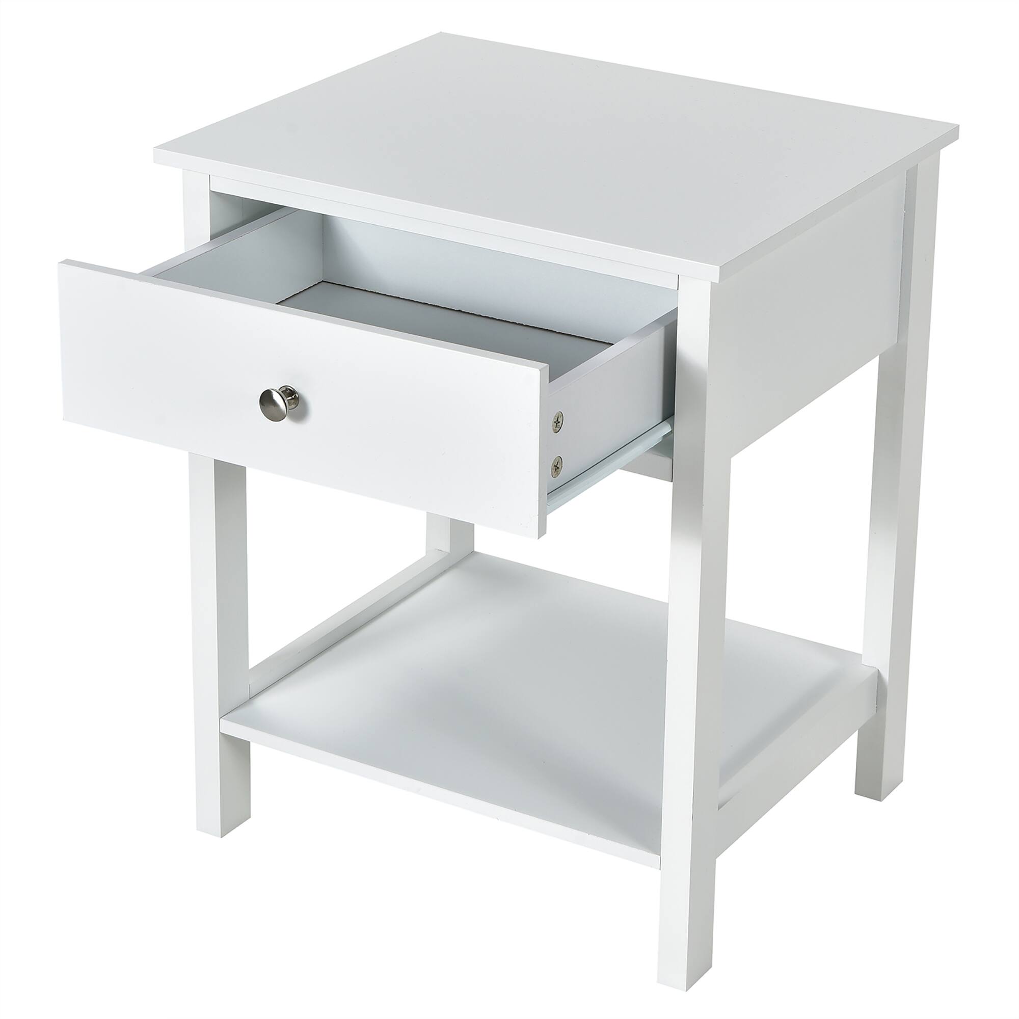 Alt View 14. Costway - Nightstand with Drawer Storage Shelf Wooden Bedside Sofa Side Table - White.