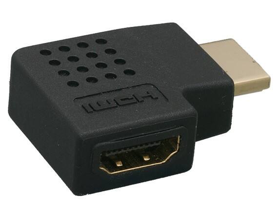 Angle. Cable Leader - HDMI Male to Female Port Saver, 270-Degree Vertical Flat, Type A 19-Pin - Black.