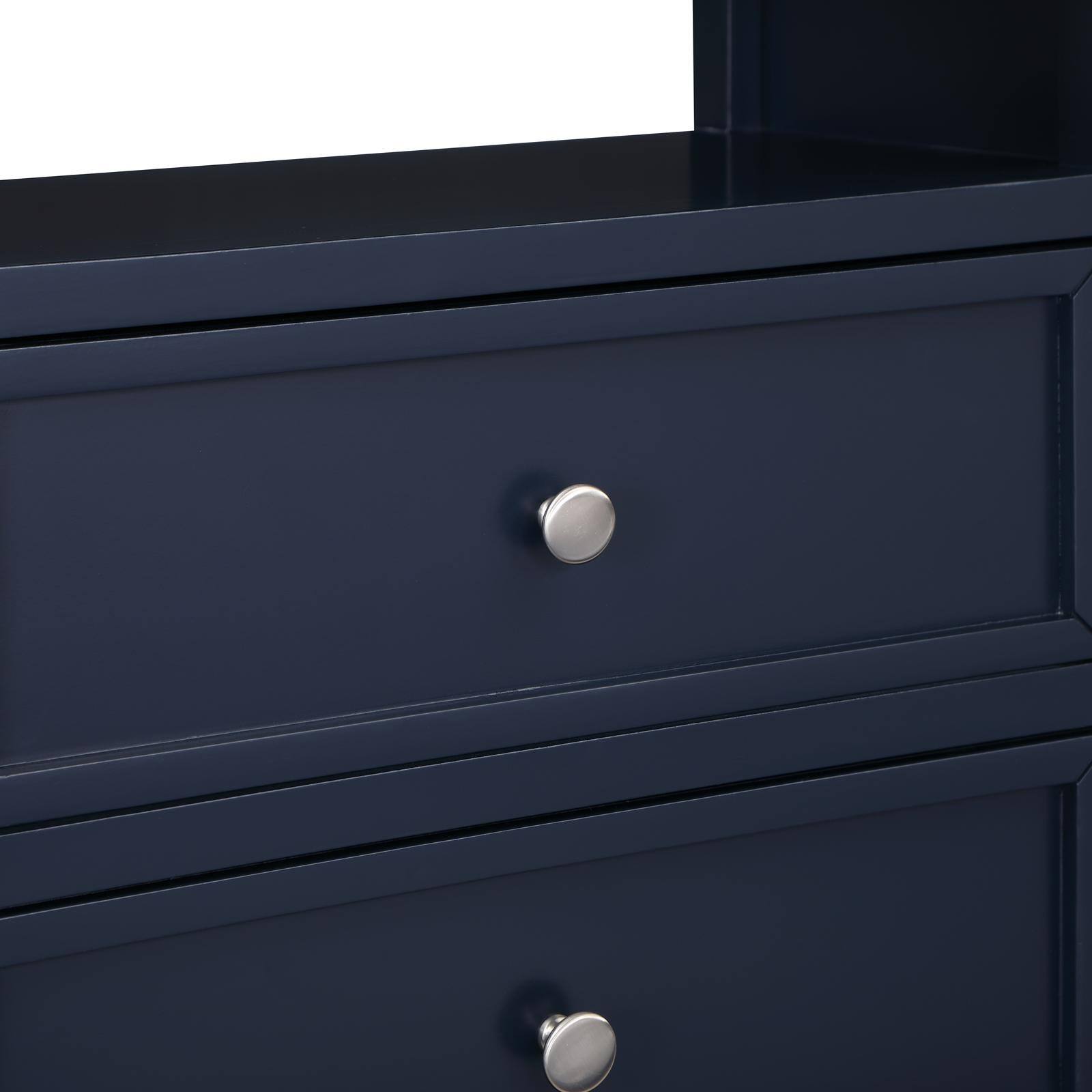 Back. Spaco - Spaco 2 Drawer Nightstand, Midnight, Storage Cabinet for Bedroom - Dark Blue.