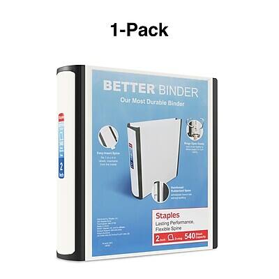 1-Pack  
BETTER BINDER  
Our Most Durable Binder  

Staples  
Lasting Performance, Flexible Spine  
2 540 bch