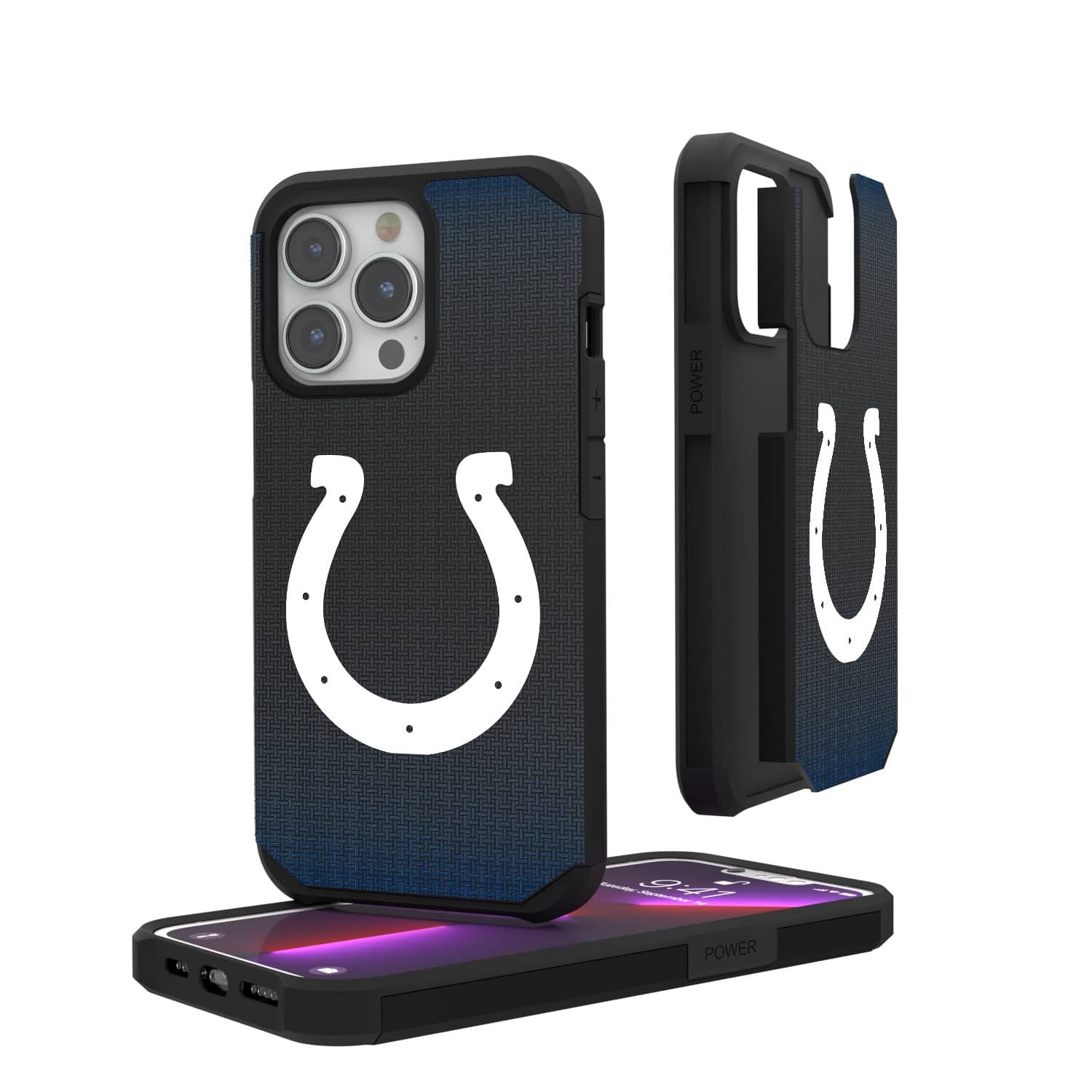Keyscaper - NFL - Indianapolis Colts Linen Logo iPhone Rugged Case - 13 Pro Max - Black