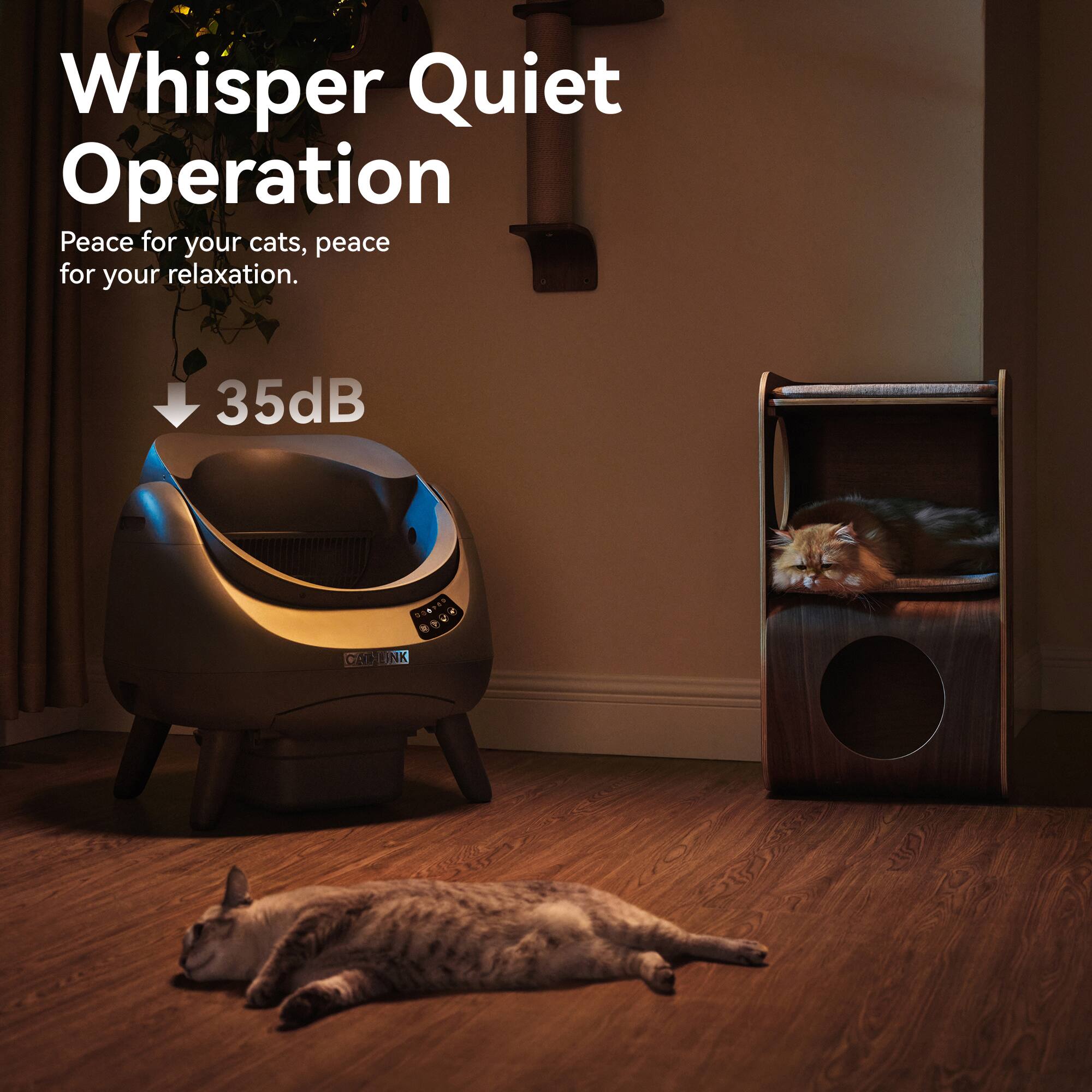 Whisper Quiet Operation  
Peace for your cats, peace for your relaxation.  
35dB