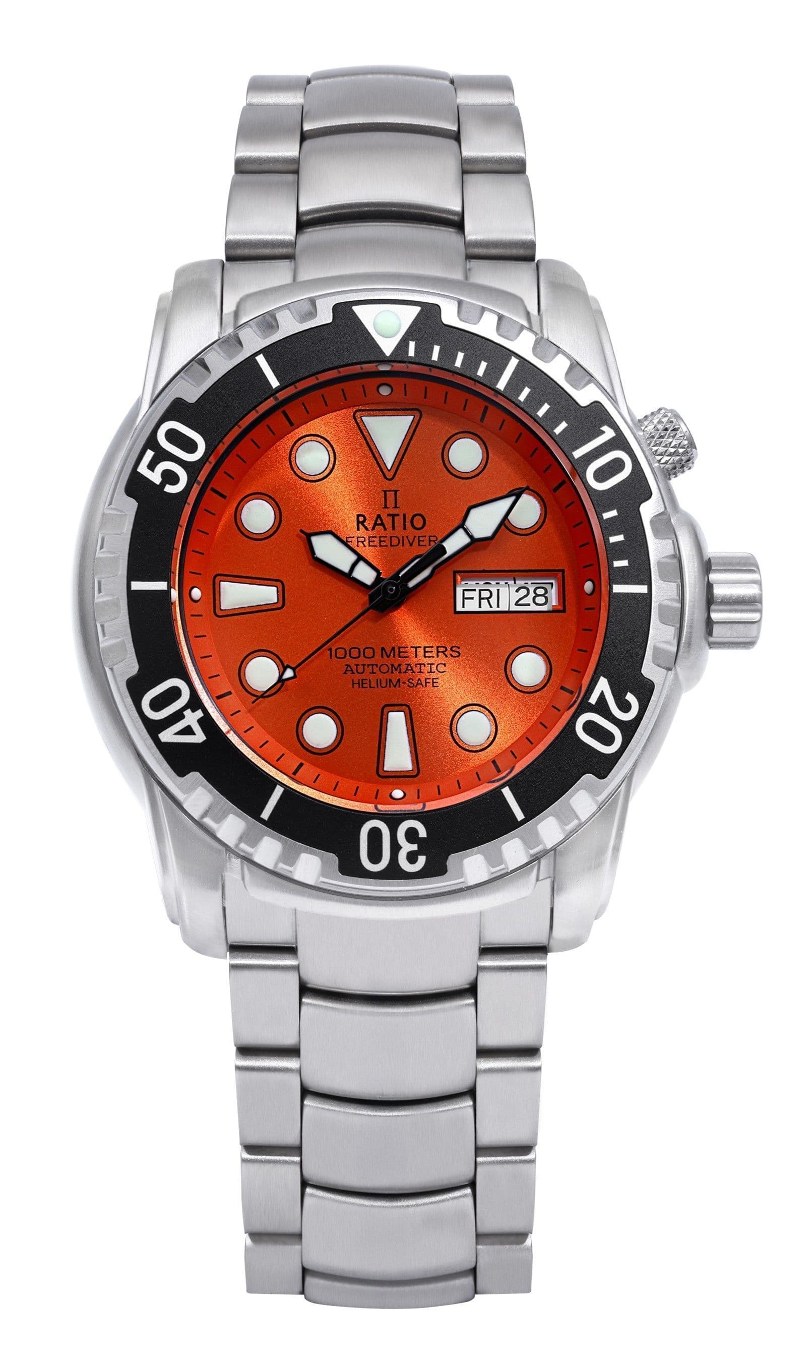 RATIO - FreeDiver Helium-Safe 1000M Sapphire Automatic 1068HA96-34VA-ORG Men's Watch - Orange