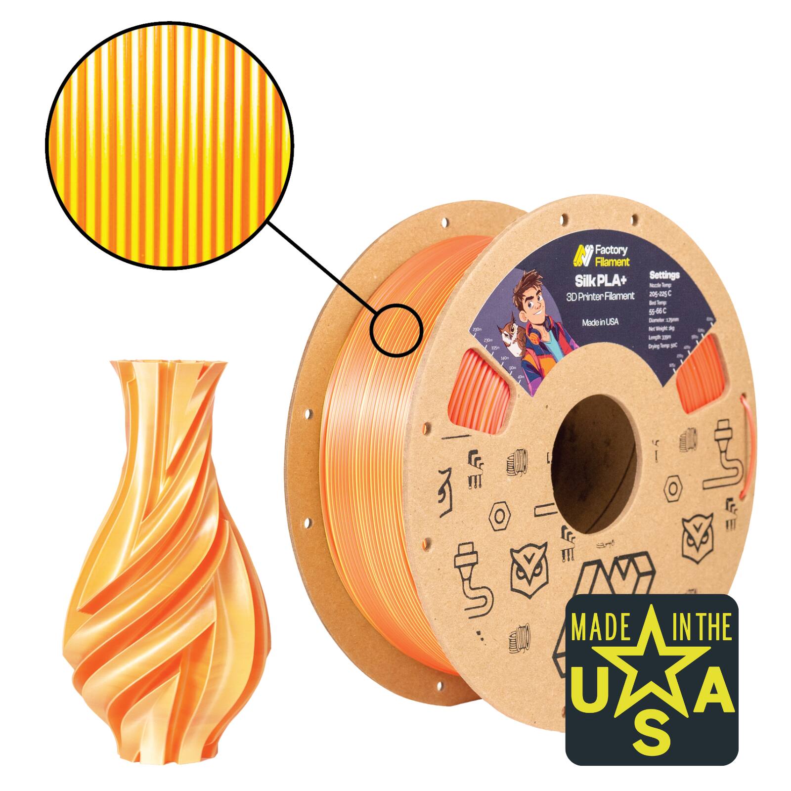 Factory Filament - 1.75mm Dual Color Silk Red + Yellow PLA 3D Printer Filament, 1 KG Spool, Dimensional Accuracy +/- 0.02 mm - Red/Yellow