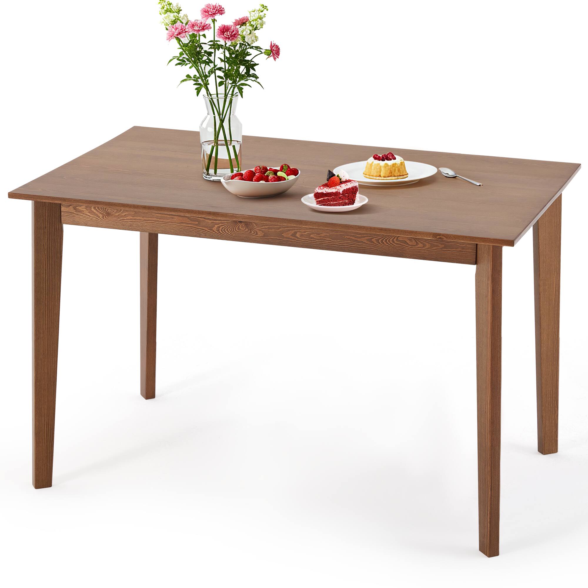 Alt View 6. U-HOMY - 47" Solid Wood Dining Table – Knot-Free Pine, 4-Seater, Quick Assembly – Dark Brown - Dark Brown.