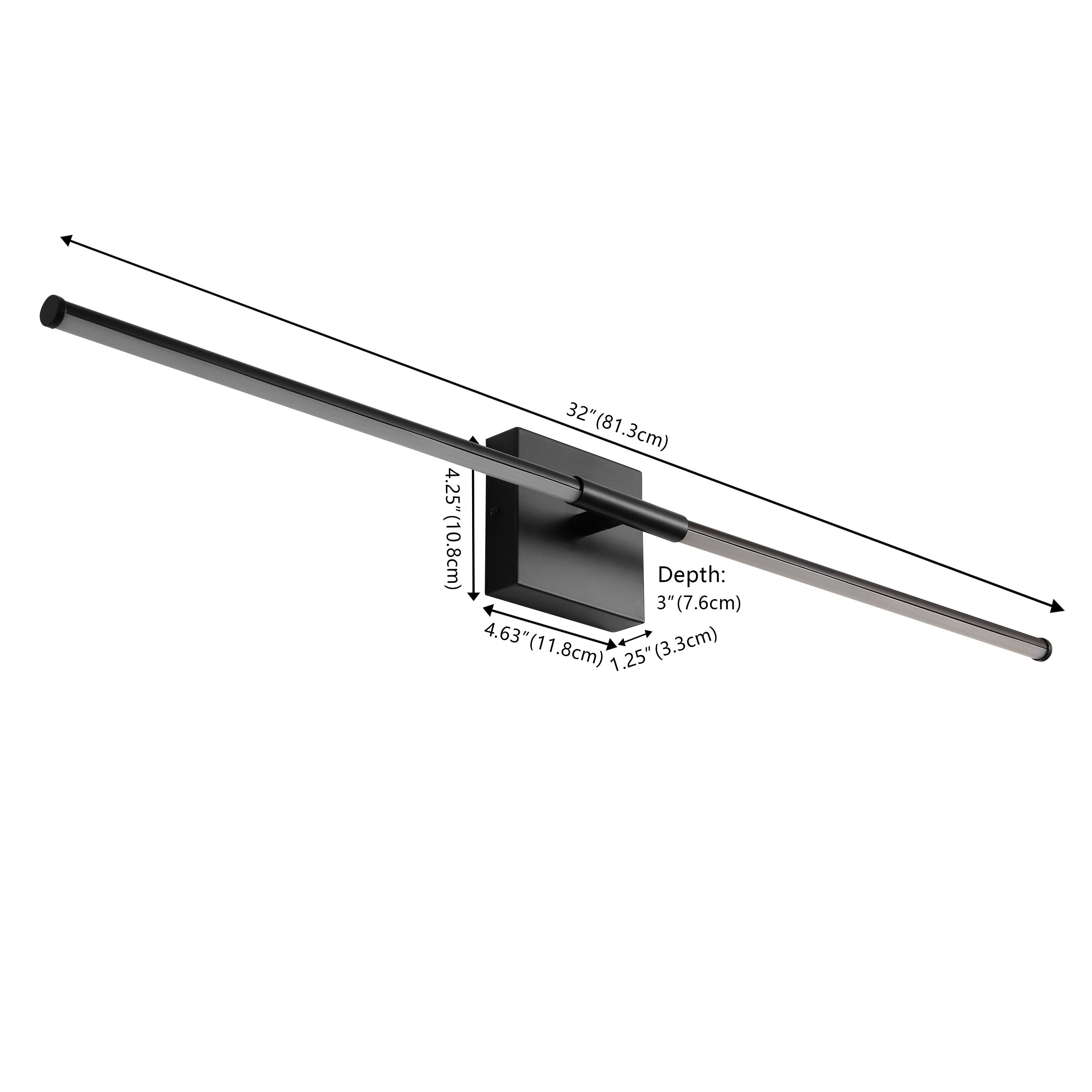 4.25" (10.8cm)  
32" (81.3cm)  
Depth: 3" (7.6cm)  
4.63" (11.8cm)  
1.25" (3.3cm)