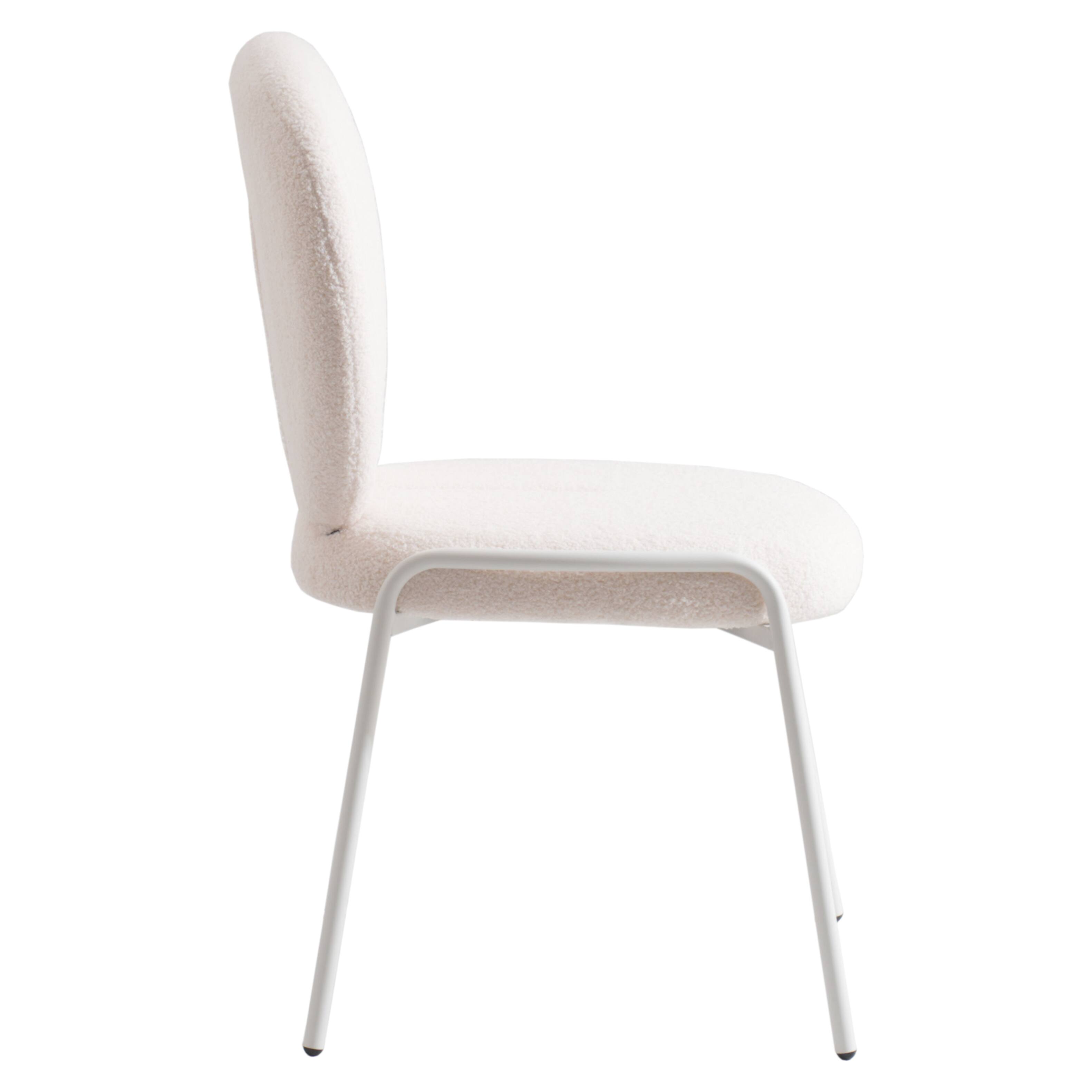 Alt View 1. LeisureMod - Celestial 2-PCS Modern Boucle Dining Chair, Padded Sponge Cushion Kitchen Side Chair with Scratch-Resistant Floor Glides - White.