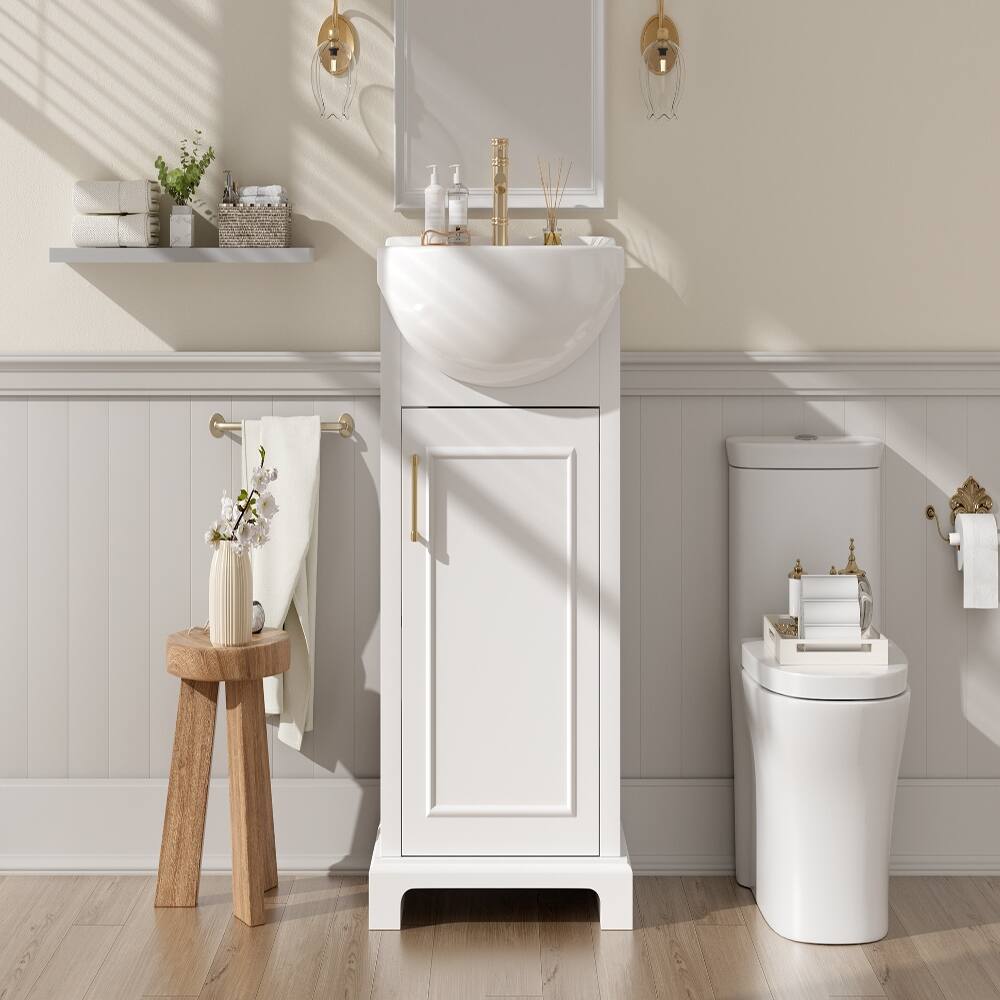 Alt View 7. Loheer - Loheer 20 inch bathroom vanity with sink, Freestanding Single Vanity White, French Style - White.
