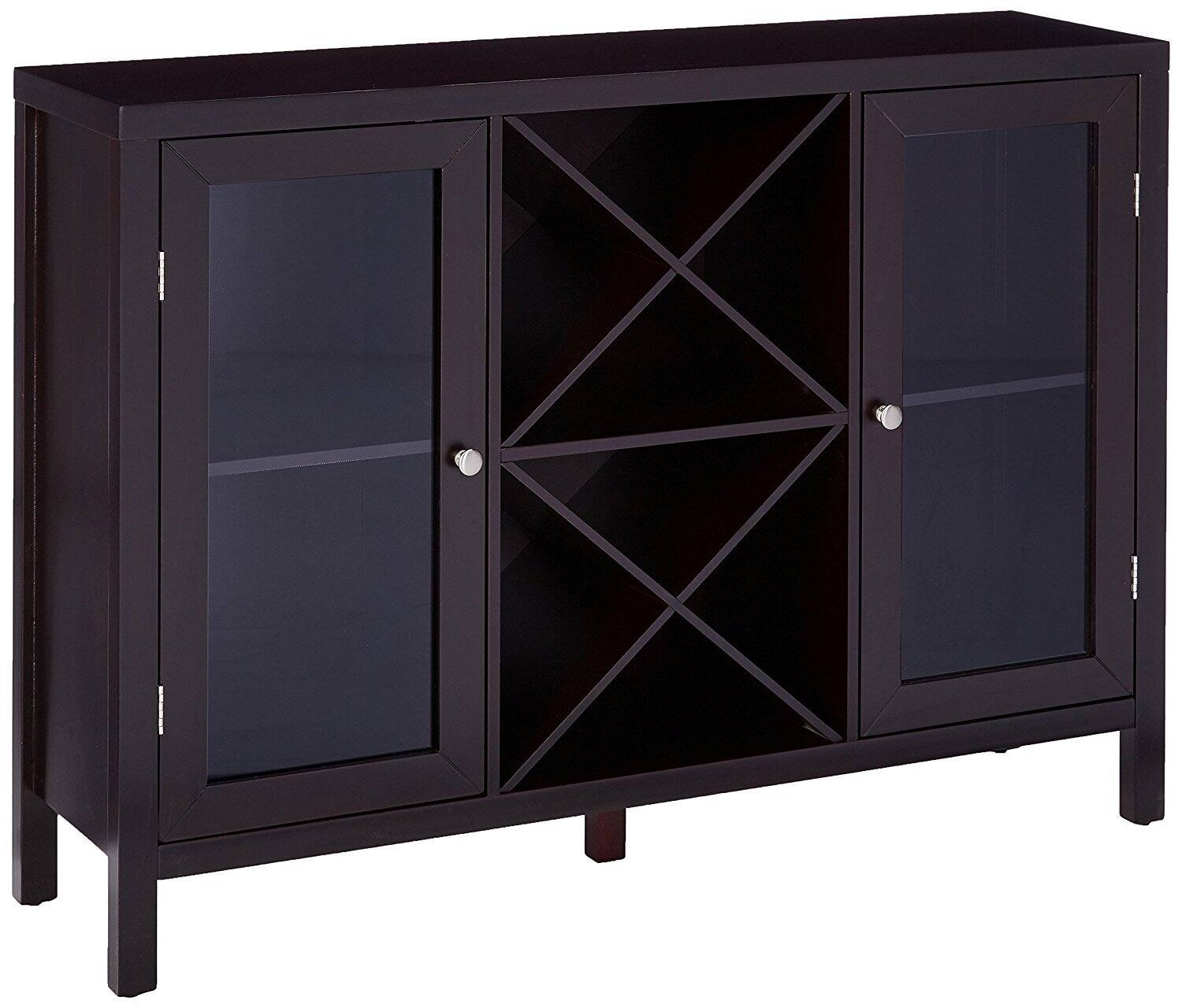 Angle. Kings Brand Furniture - Kings Brand Furniture Wine Bar Cabinet for Liquor and Coffee Buffet, Sideboard with Storage Shelves - Dark Brown.