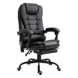 Loheer - Massage Office Chair High Back Executive Desk Chair with Footrest - Black