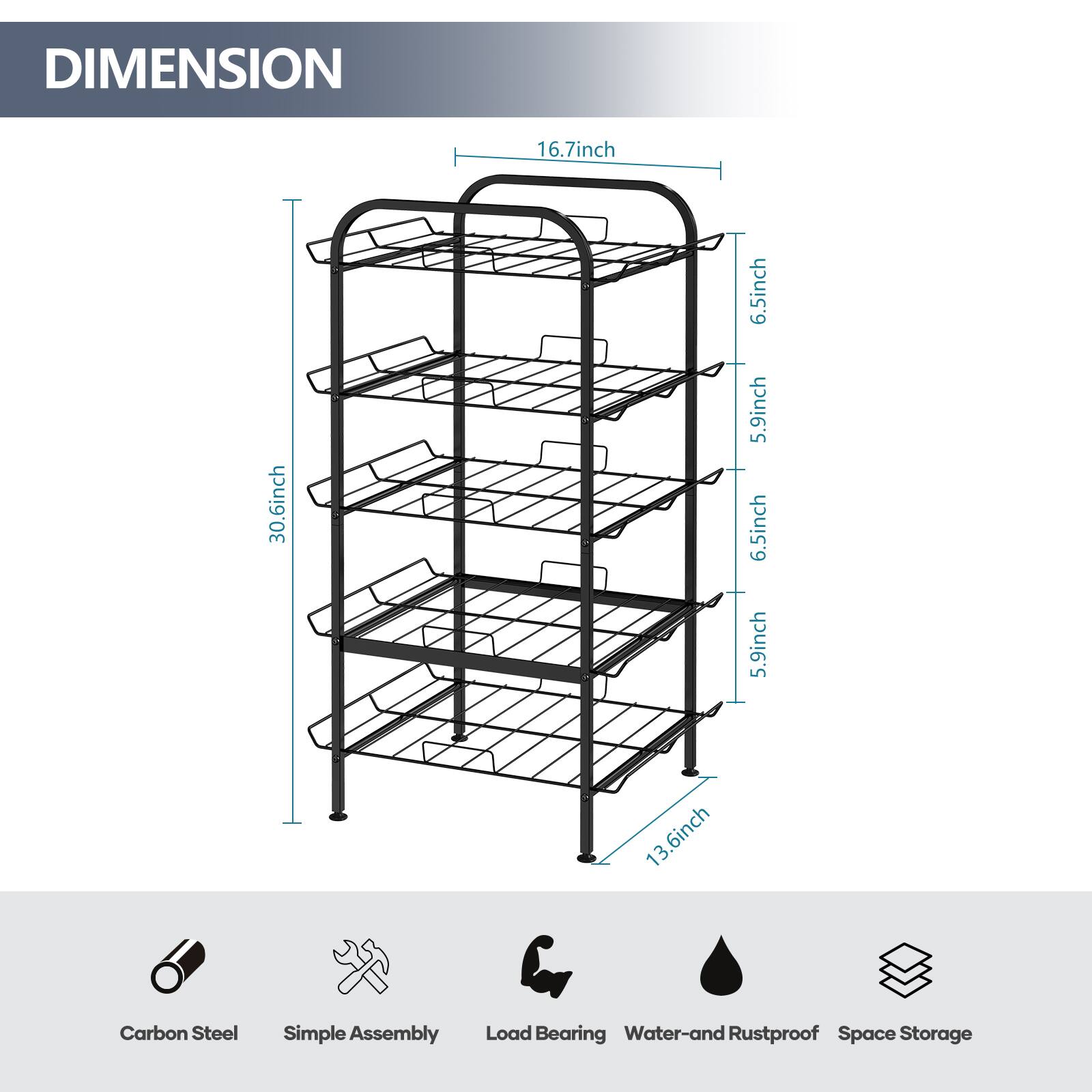DIMENSION 16.7inch 30.6inch 6.5inch 5.9inch 6.5inch 5.9inch 13.6inch 13

Carbon Steel Simple Assembly Load Bearing Water-and Rustproof Space Storage