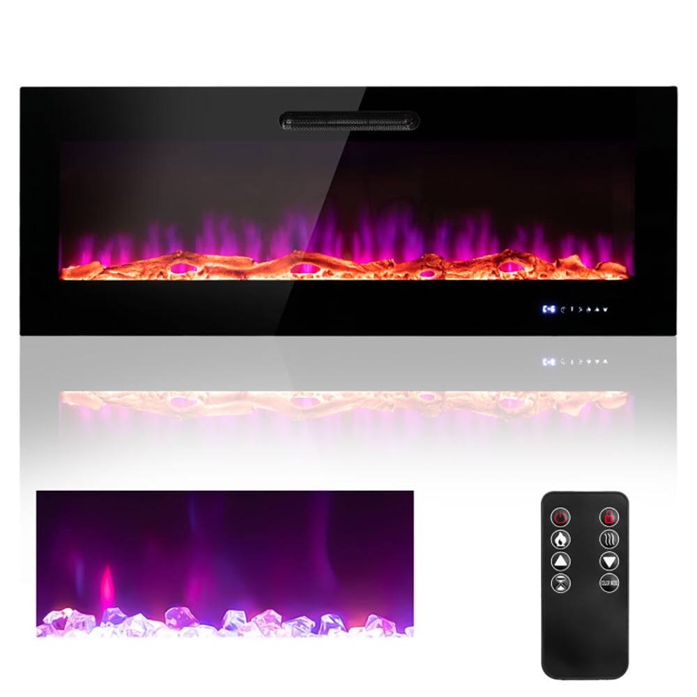 Alt View 1. Resenkos - Fireplace Heater, 50/60 Inch Wall Mounted Recessed Electric Fireplace with Decorative Crystal and Log-60 inches.