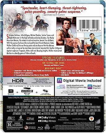 Alt View 1. Cliffhanger (30th Anniversary) (Steelbook)   - 4K Blu-Ray.