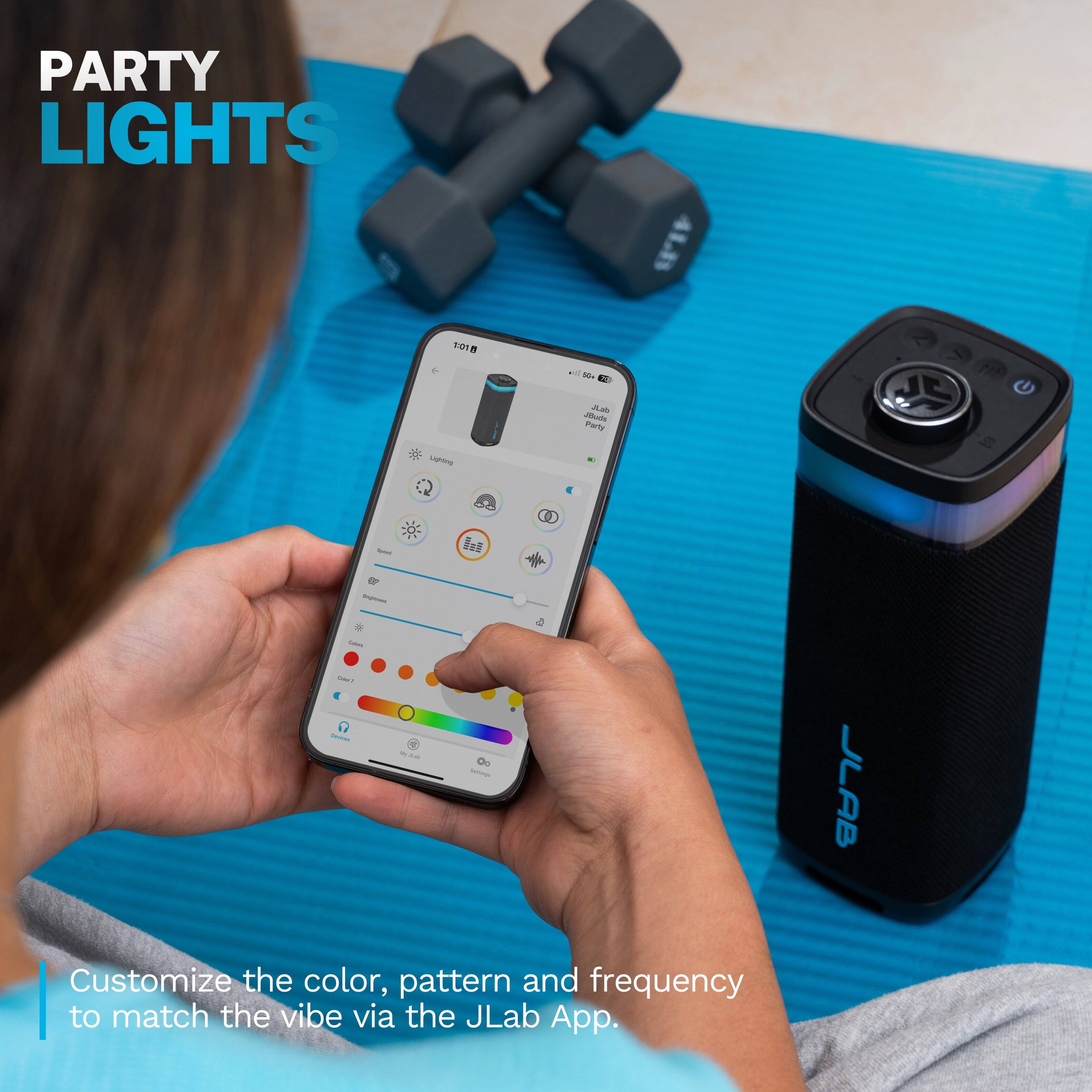 PARTY LIGHTS

1:01

will 10+

JLab JBuds Party Lighting.

Customize the color, pattern and frequency to match the vibe via the JLab App.