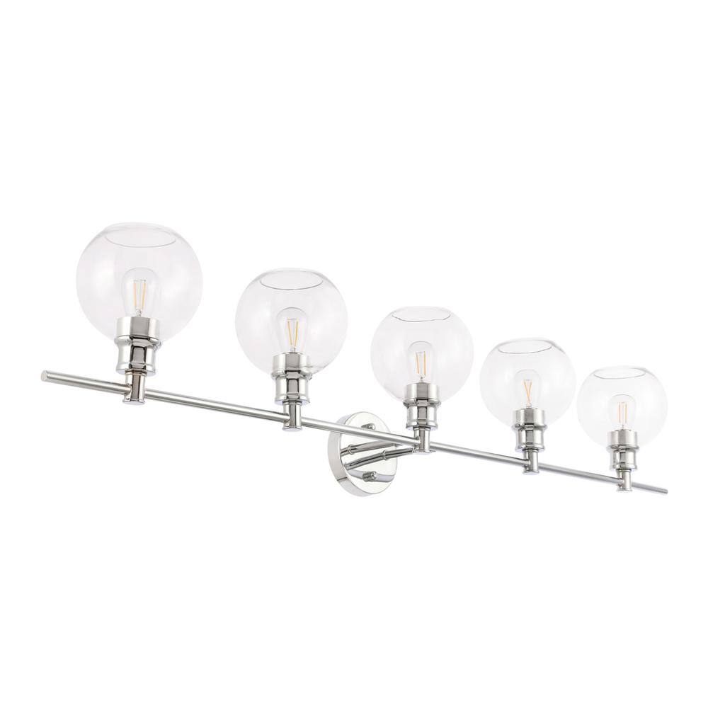 Alt View 3. Living District - Collier 5 light Chrome and Clear glass Wall sconce - Chrome And Clear Glass.