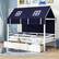Alt View 1. Costway - Twin House Bed Solid Wood Playhouse Bed Low Loft Bed with Tent 2 Storage Drawers - White.