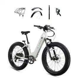 Lectric eBikes - XPeak2 Step-Thru eBike (Max 60mi/28mph) + Rear Rack/Fenders/Elite Headlight/Suspension Seat Post - 70 - Stratus White