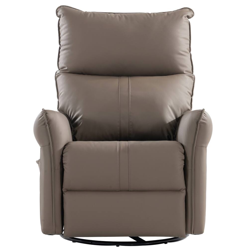Alt View 8. Loheer - Loheer PU Rocking Recliner Chair 360 Swivel Nursery Glider Chair Home Theater Seating Brown - Brown.