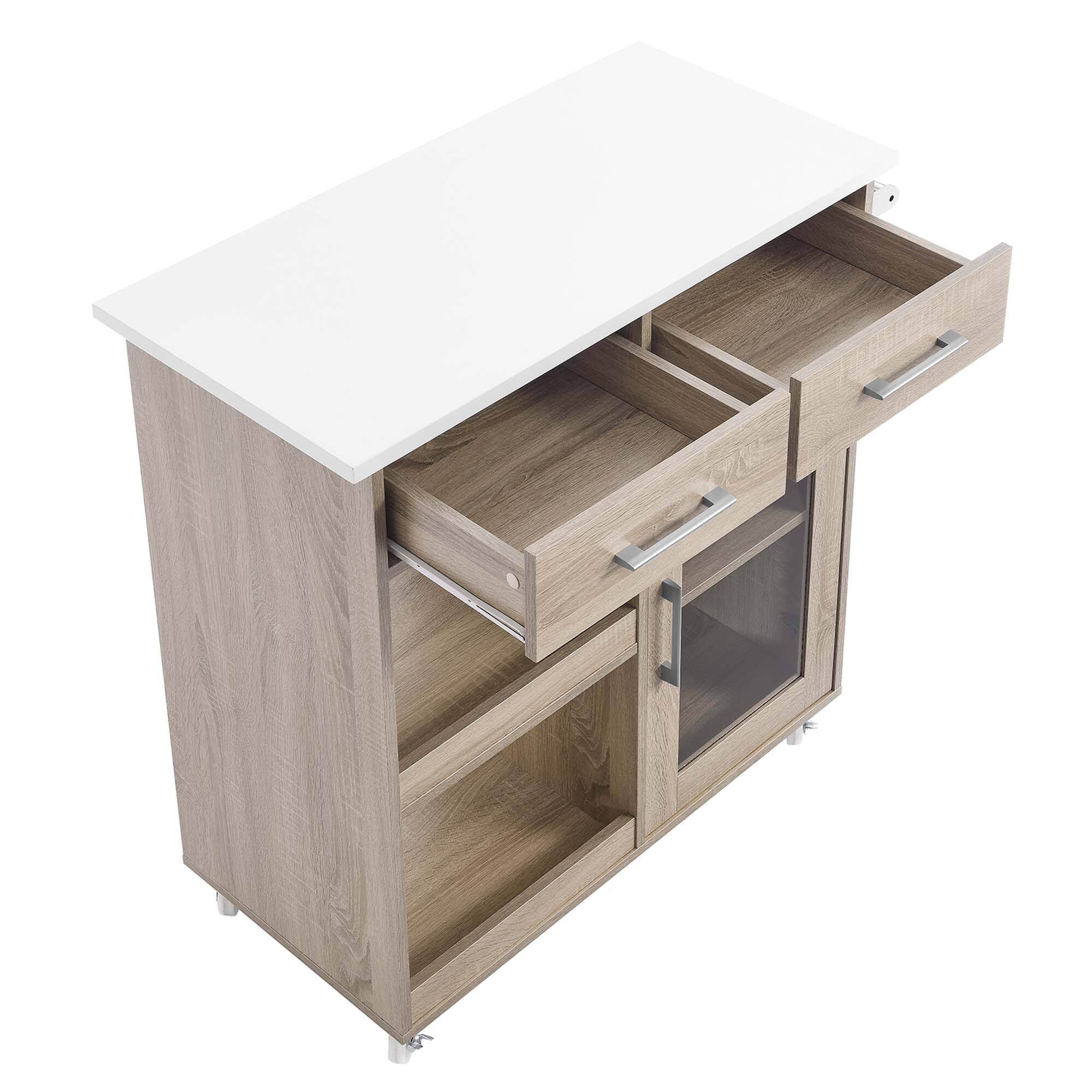 Alt View 6. Modway - Culinary Kitchen Cart With Towel Bar by Modway - Oak White.