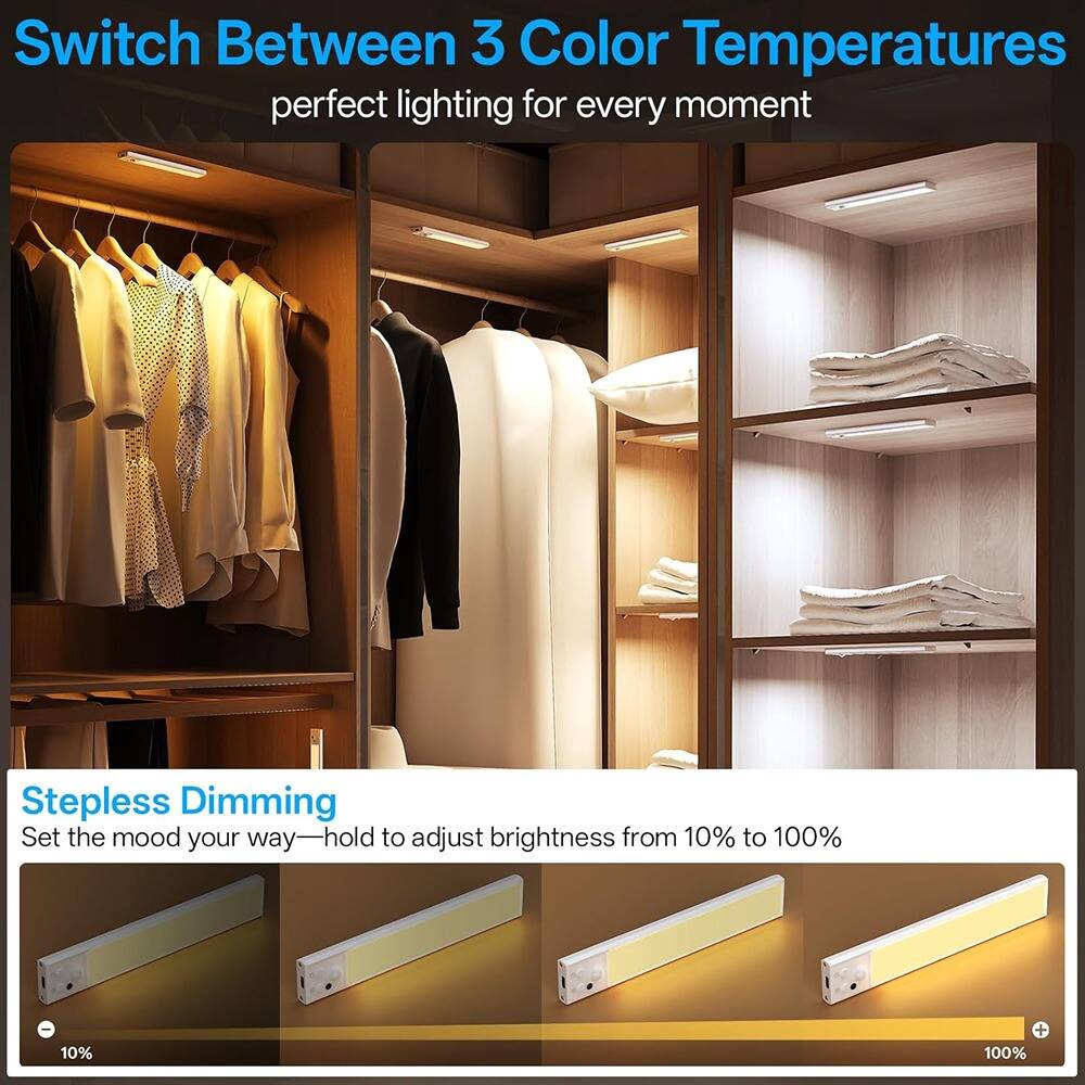 Switch Between 3 Color Temperatures  
perfect lighting for every moment  

Stepless Dimming  
Set the mood your way—hold to adjust brightness from 10% to 100%