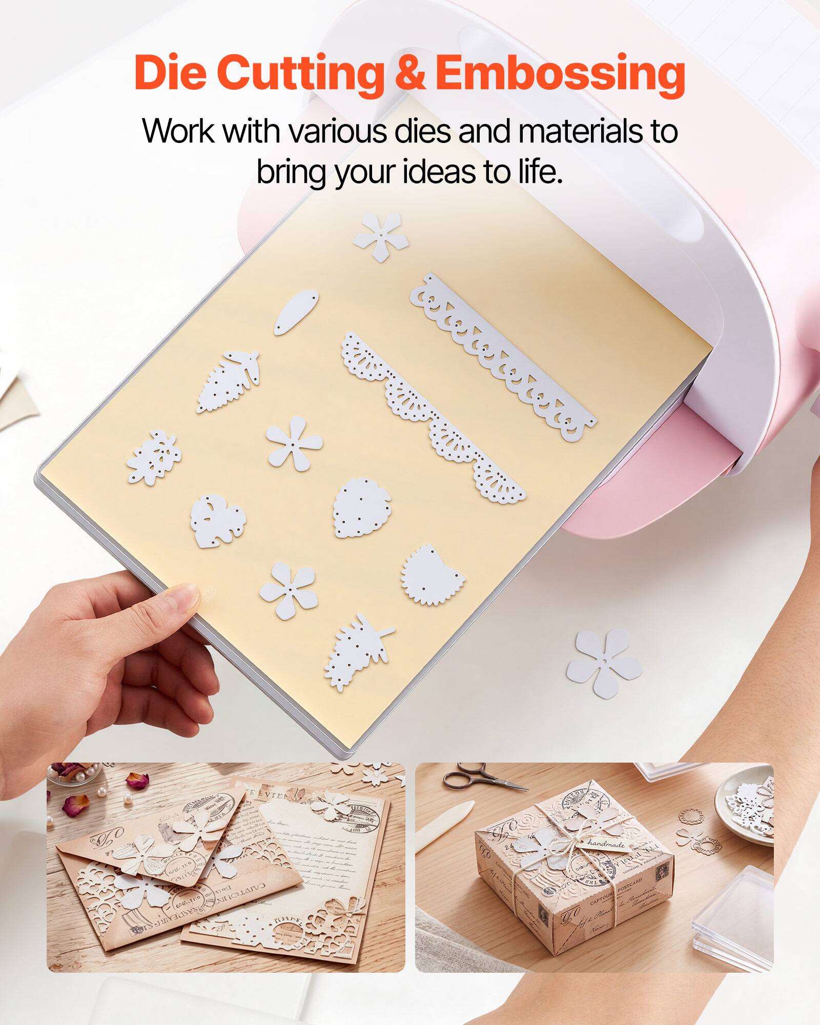 Die Cutting & Embossing  
Work with various dies and materials to bring your ideas to life.
