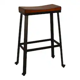 Carolina Chair & Table - Thea 30" Saddle Seat Barstool - Chestnut/Black - Chestnut, Black