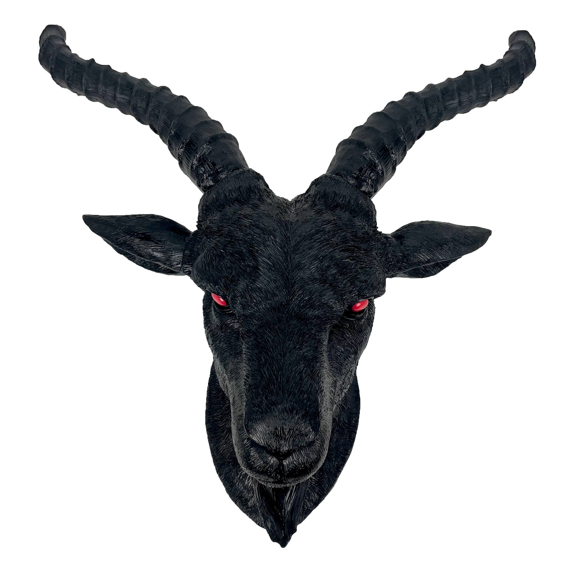 Front. World of Wonders - Black Baphomet Lucifer Supernatural Goat Head Sabbath Occult Wall Hanging Decor - Black.