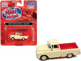 1955 Chevrolet Cameo Pickup Truck 1/87 (HO) Scale Model Car by Classic Metal Works - Ivory and Red