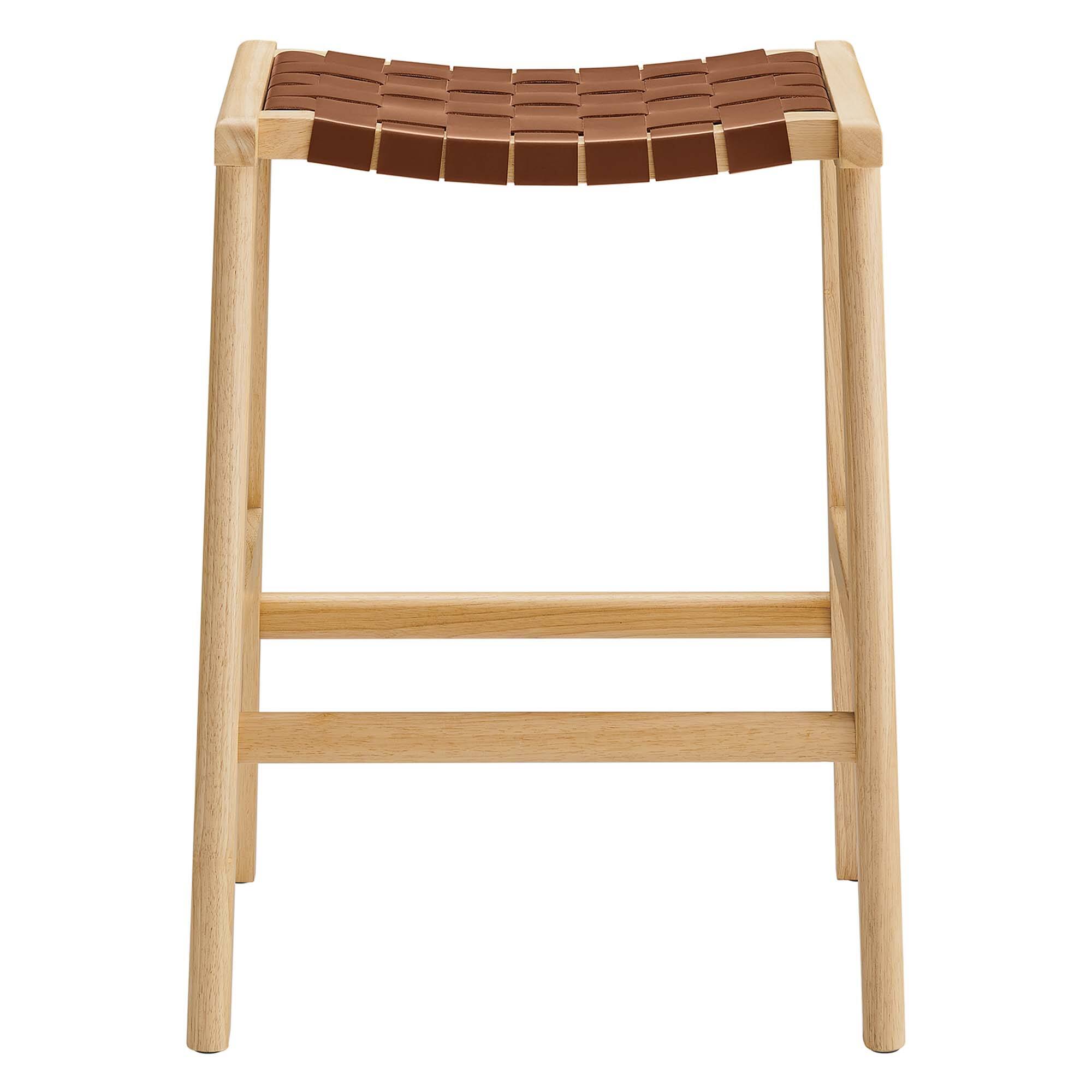 Alt View 5. Modway - Saoirse Faux Leather Wood Counter Stool Set of 2 by Modway - Natural Brown.