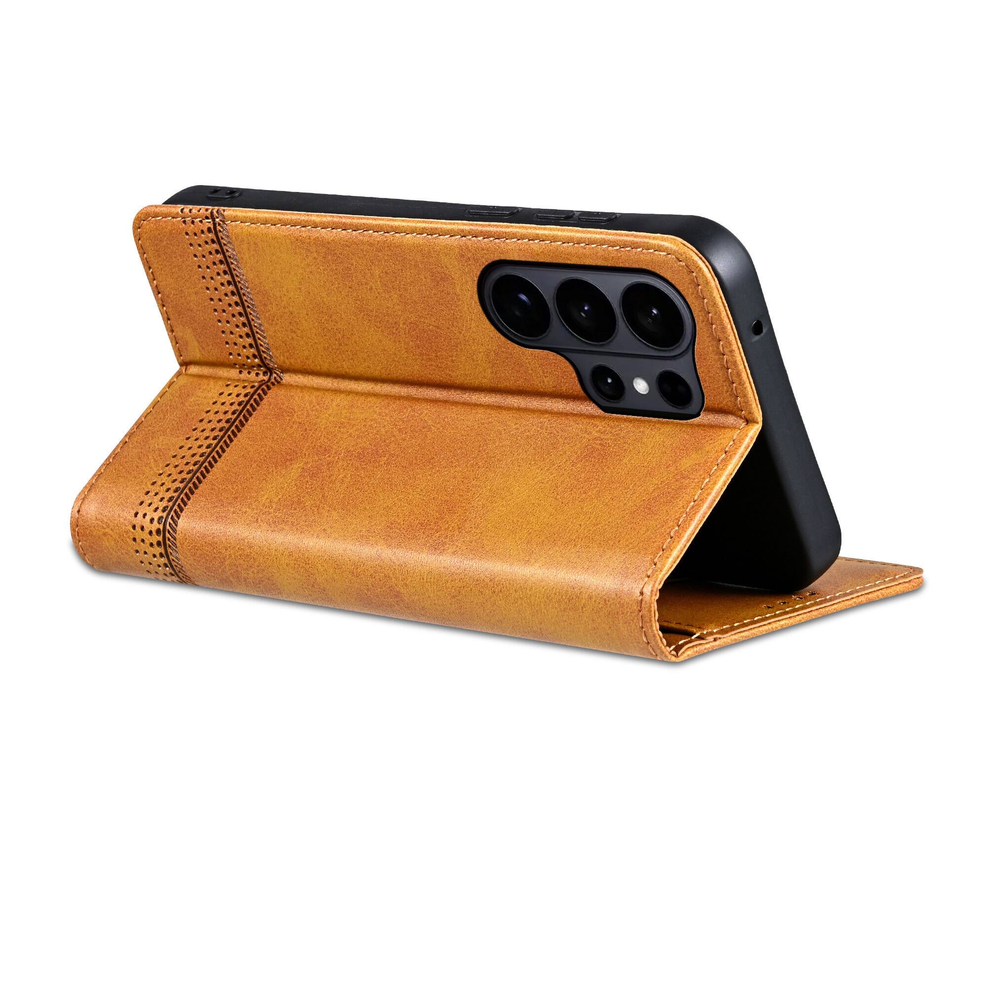 Back. UUCOVER - Wallet Case for Samsung Galaxy S26 Ultra,PU Leather Wallet Folio Case with Card Slots Shockproof Kickstand Cover - Yellow.