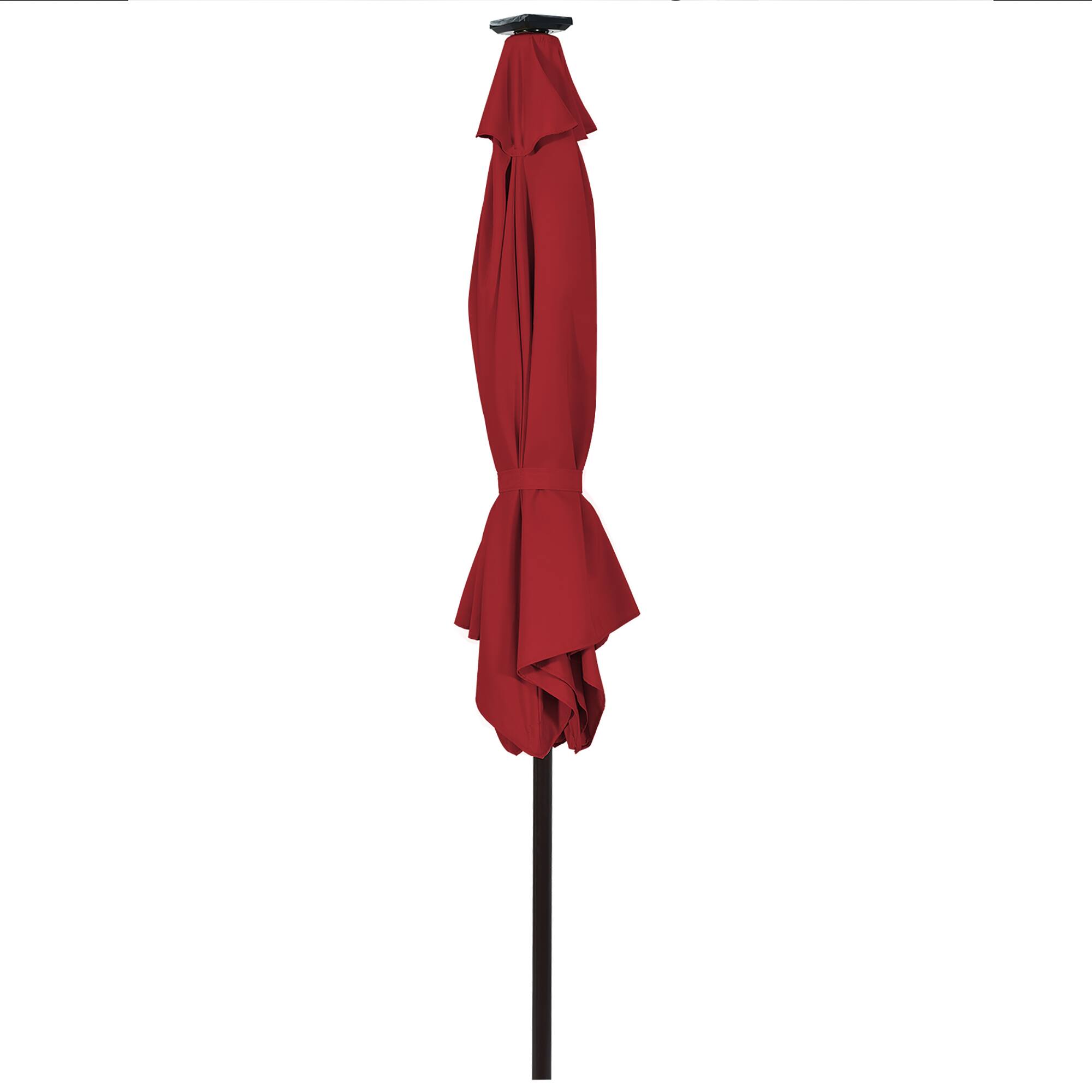 Alt View 2. Costway - 9' Solar LED Lighted Patio Market Umbrella Tilt Adjustment Crank Lift - Burgundy.