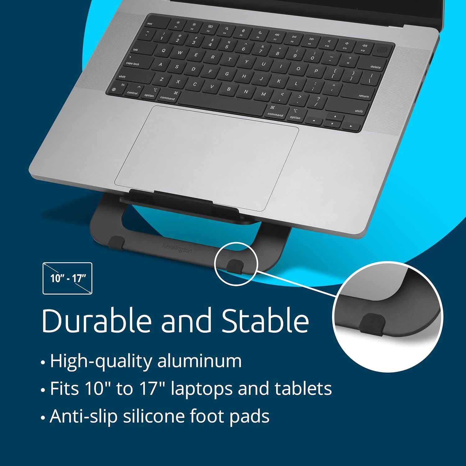 - WANHE Autn-en
- 10" - 17"
- Durable and Stable
- High-quality aluminum
- Fits 10" to 17" laptops and tablets
- Anti-slip silicone foot pads